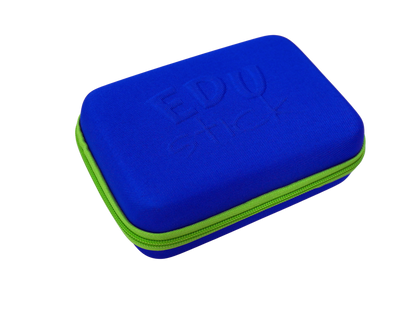 EDUstick Case (Blue/Lime) - EVA hard-shell Oxford fabric case – wipe-clean compact case for school bag