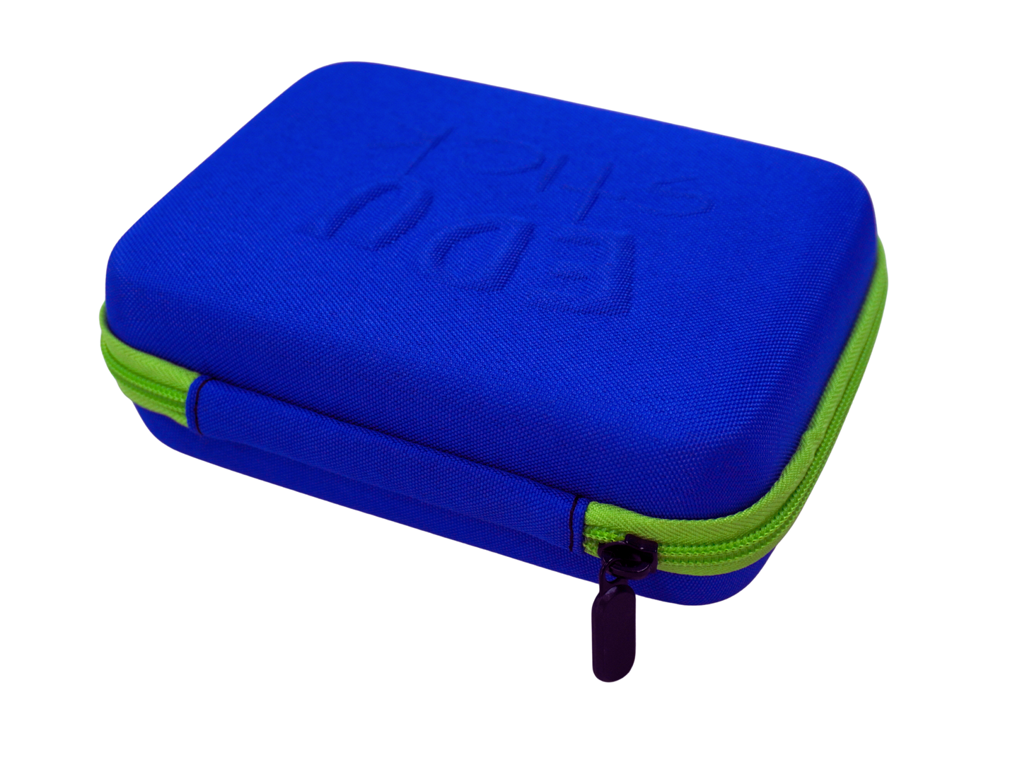 EDUstick Case (Blue/Lime) - EVA hard-shell Oxford fabric case – embossed EDUstick logo zipper closure