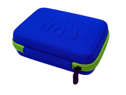 EDUstick Case (Blue/Lime) - EVA hard-shell Oxford fabric case – embossed EDUstick logo zipper closure