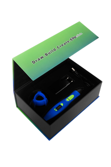 EDUstick SOLO 3D pen box contents — pen, stand, stencils, filament starter set
Child using EDUstick SOLO 3D pen, EN71 certified, parental lock, Draw.Build.Create