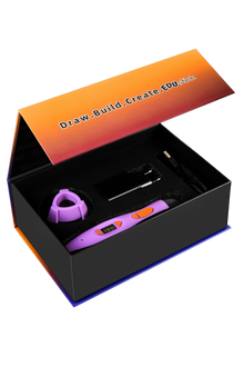 EDUstick SOLO 3D pen box contents — pen, stand, stencils, filament starter set
Child using EDUstick SOLO 3D pen, EN71 certified, parental lock"Draw.Build.Create"