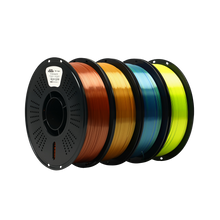  Magic Filament PLA Silk filament 1.75mm — glossy metallic finish spools in copper, gold, teal and yellow-green — 1kg spool for 3D printers