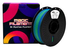 Magic Filament PLA Silk Dual filament 1.75mm in blue-green — color-shift spool with product box — dual-color effect on single-extruder printers