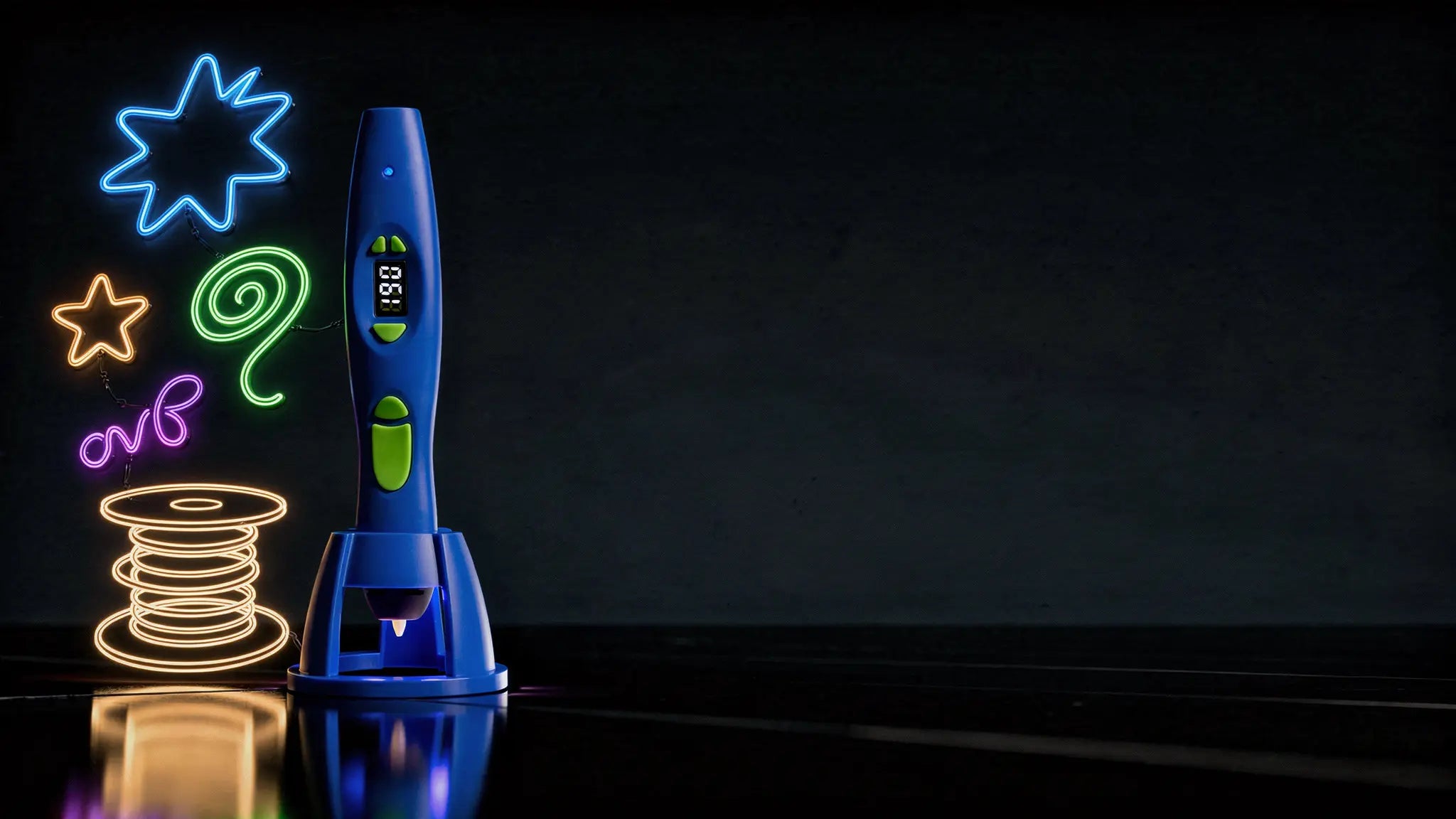EDUstick 3D pen in royal blue — cinematic product photograph