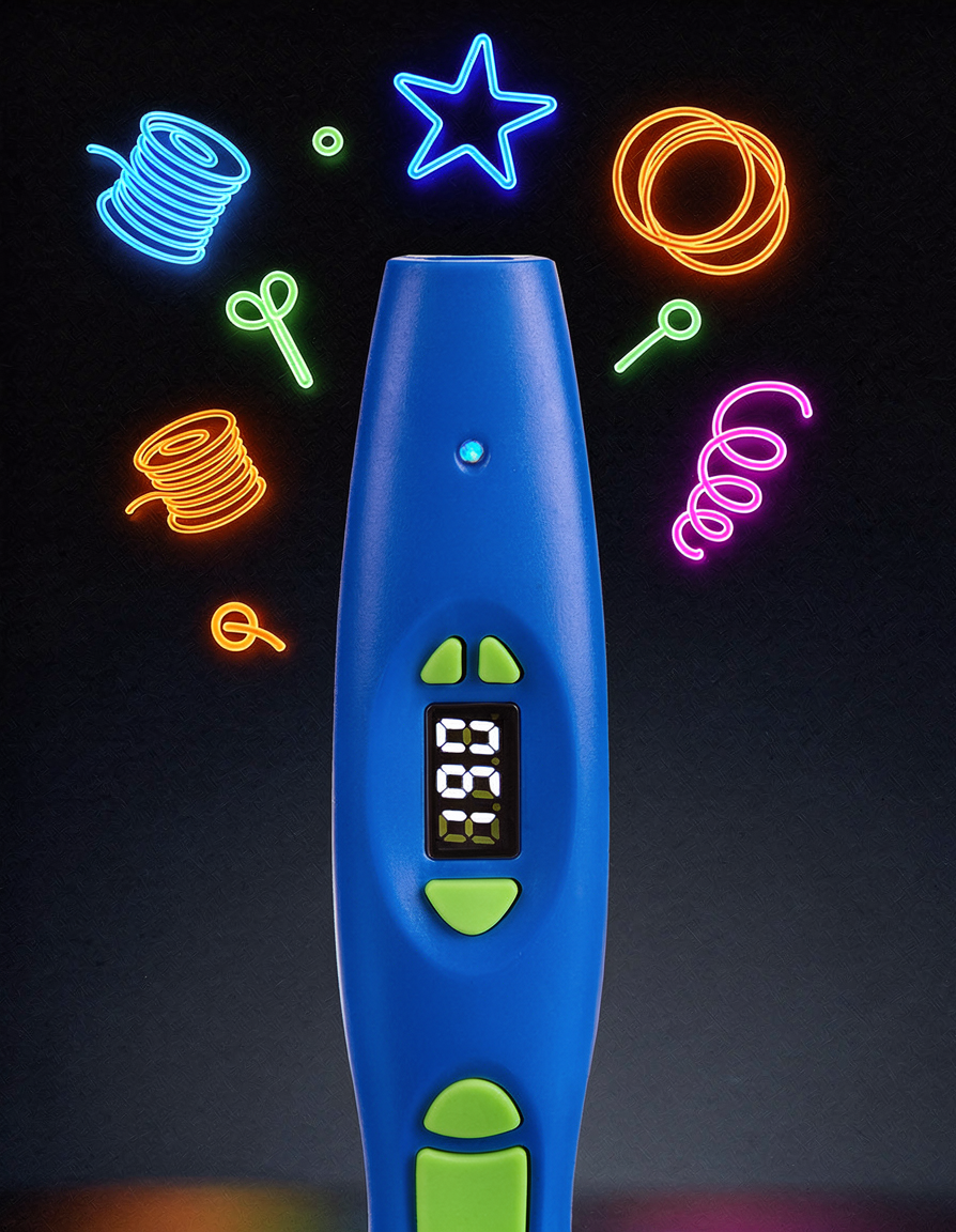 EDUstick 3D pen in royal blue — cinematic product photograph